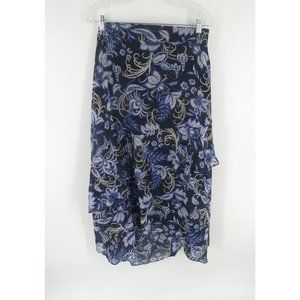 Estelle Siena Chintz Blue Floral Tiered Midi Skirt Size 4X NWT $99